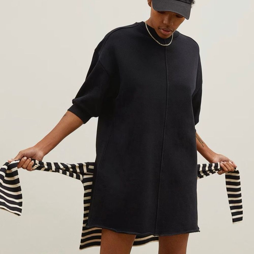 Everlane The Track Dress Black Size Medium Oversized Organic Cotton